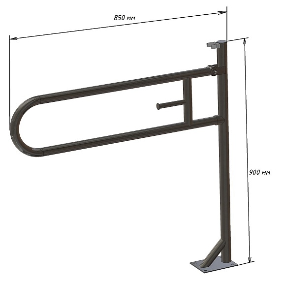 Поручень для унитаза откидной на стойке тип 1, с держателем для т/б